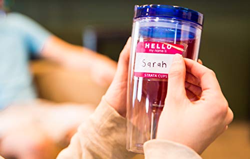 Strata Cups Insulated Wine Tumbler With Lid (Set Of 10) +Bonus Name Decals | Outdoor Acrylic Plastic Wine Glasses | 10Oz Cup Tumblers In 10 Colors - Adult Sippy | Unbreakable Stemless Wine Glass #TOP6