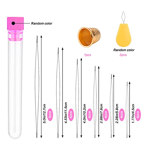 25 Pcs Beading Needles, Embroidery Needle Extra Fine Thin Beading Needles Big Eye Beading Needles, Long Straight Needles Bead Needles Hand Sewing Needles With Threader, Thimble For Jewelry Making #TOP1