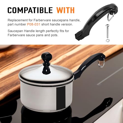 CHAR YONG P08-031 Saucepan Handle Replacement for Farberware Pot Short Handle Frying Pan - Configuration Provides Comfortable Grip While Maintaining Proper Balance During Cooking