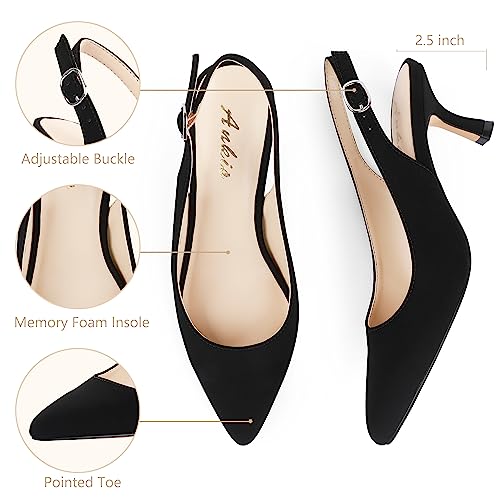 Image of Ankis Women's Slingback Kitten Heels Closed Pointed Toe 2.5in Dress Pumps