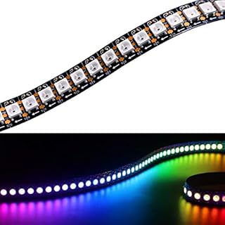 YUNBO WS2812B RGB LED Pixel Strip 1M 144LEDs, Individually Addressable Black PCB IP20 NO-Waterproof Cuttable 5050 SMD IC 5V Smart Flexible LED Lighting