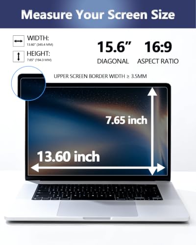 Image of Magnetic Laptop Privacy Screen for 15.6 Inch 16:9 Aspect Ratio | Screen Size is 13.60 in Wide and 7.65 in High, Removable, Anti Glare, Anti Blue light,Compatible With HP Dell Lenovo Thinkpad