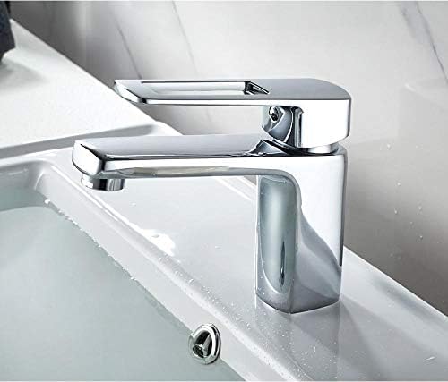 Robinet de lavabo de salle de bain chromé mélangeur eau chaude et froide