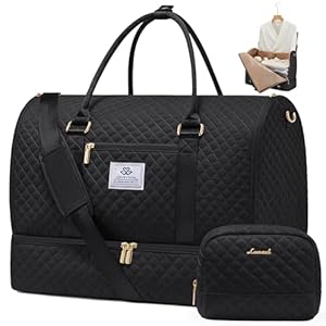 LOVEVOOK Convertible Garment Bag for Travel with Shoe Pouch, Carry On Garment Duffel Bag with Toiletry Bag, 2 in 1 Hanging Suitcase Suit Bag, Waterproof Weekender Bag for Women Travel, Wedding, Black