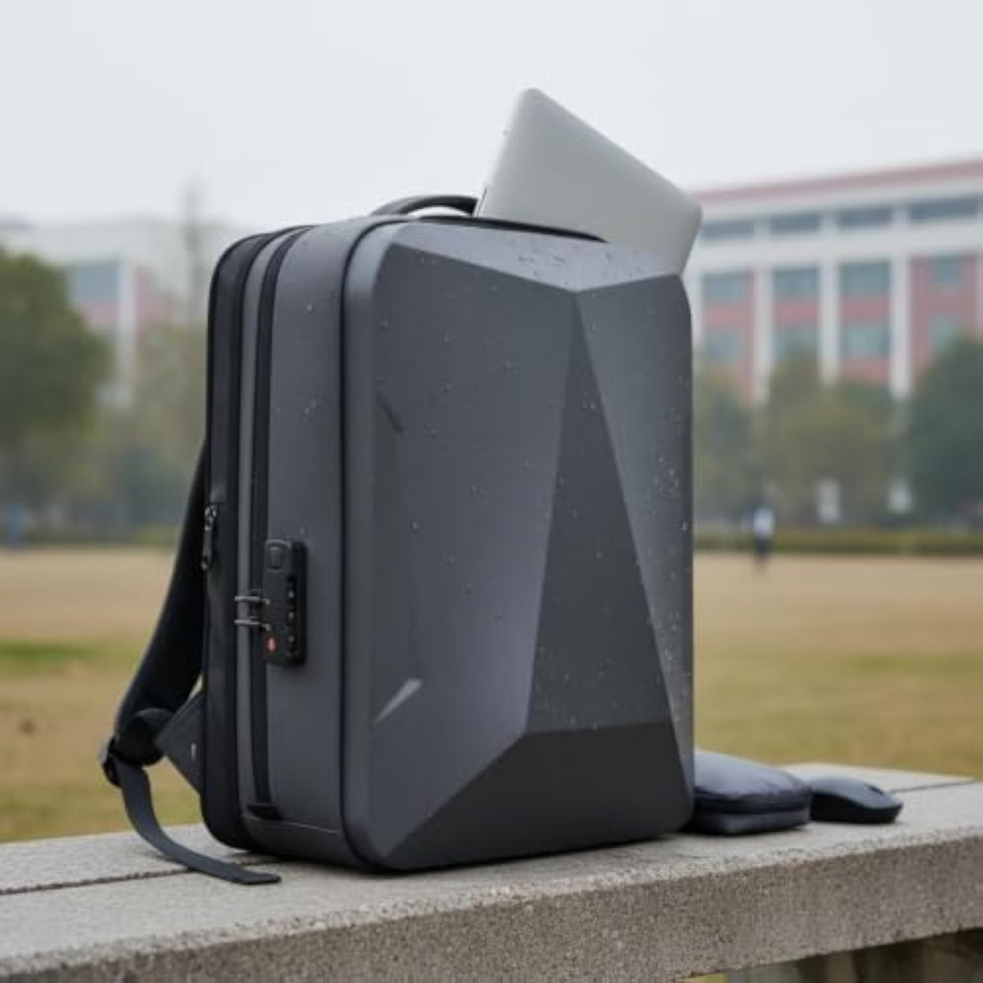 Multi-Functional Hardshell Backpack with Breathable Back Panel