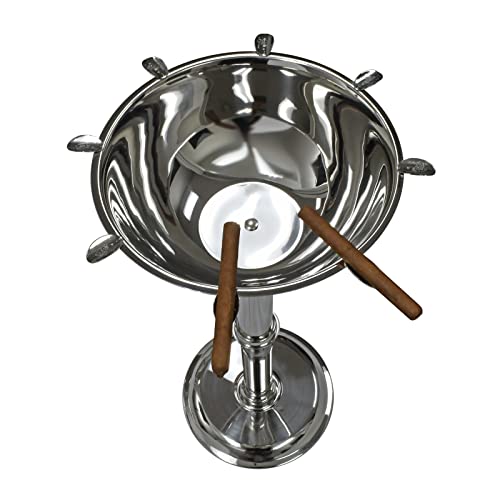 Stinky Cigar Ashtray, Herf Floor Edition, Large Floor Standing Cigar Ashtray, 6" Deep Bowl, Stainless Steel, Polished Finish #TOP1