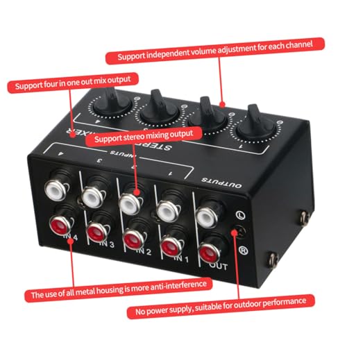 Table de mixage audio stéréo 4 canaux mini et portable - 4