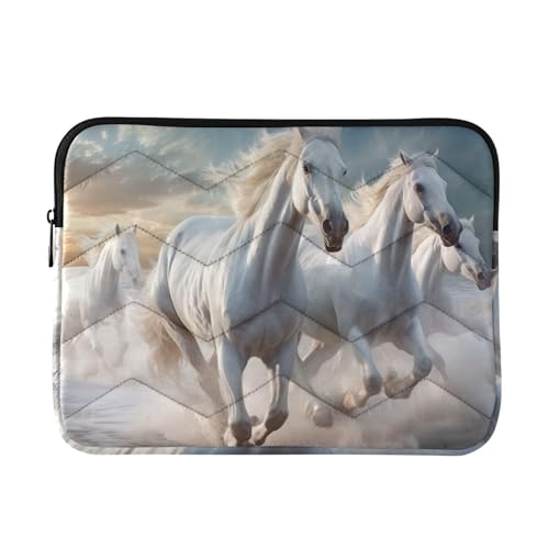 Funda para portátil de 13-14 pulgadas con diseño de caballos blancos
