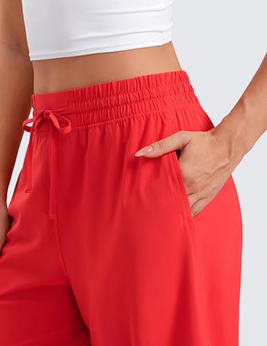 Image of CRZ YOGA Lightweight Wide Leg Crop Pants 25 inch | Casual, Travel, Comfy, Soft, Split, Loose Fit, Pockets, for Women