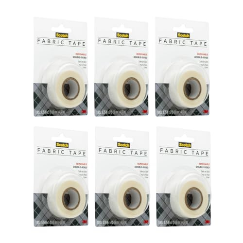 Image of Scotch Removable Fabric Tape, 3 /4 in x 180 in Rolls, 6-Pack | Double Sided, White, Model FTR-1-CFT
