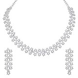 Atasi International Silver Plated White Stones/AD Diamond Necklace with Earrings - Jewellery Set for Women, Girls Best Suits for Party, Wedding and Festive Occasions (R5552)