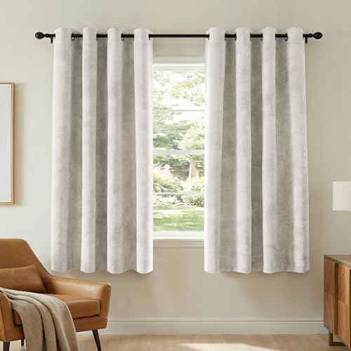 H.VERSAILTEX H.VERSAILTEX Velvet 100% Blackout Curtains 55x63 Ivory 2 Panels