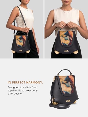 Image of ZOUK Women's Svara Sling Bag | Vegan Leather Bag | Crossbody + Top Handle with Adjustable Strap | Evening & Festive