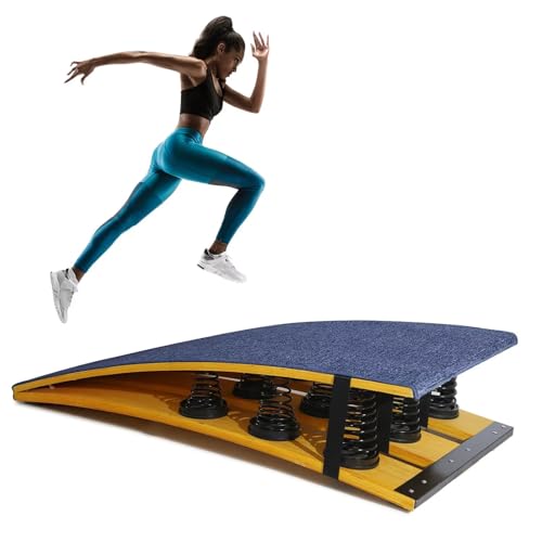 LWIEDGNA Gymnastics Springboard, Heavy-Duty Wood Base with 9 High-Elastic Springs, Non-Slip Felt Surface, Rubber Pads, Ideal for Vault Training, Adult Home Gym Equipment (Blue 9-Spring Upgrade)