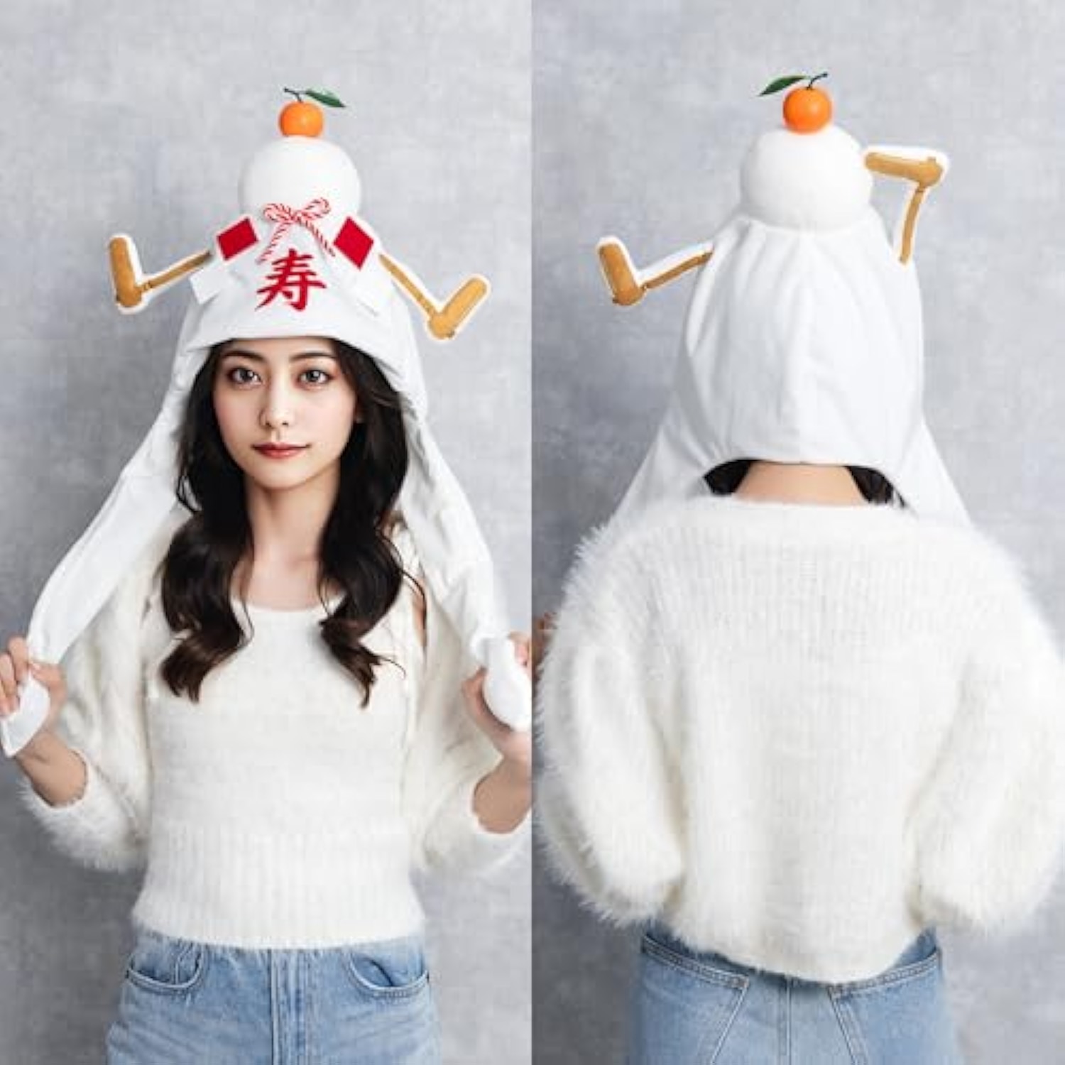 クリアストーン(Clearstone) コスプレ 正月 かぶりもの パタパタハット 鏡餅 ユニセックス ホワイト 詳細画像4