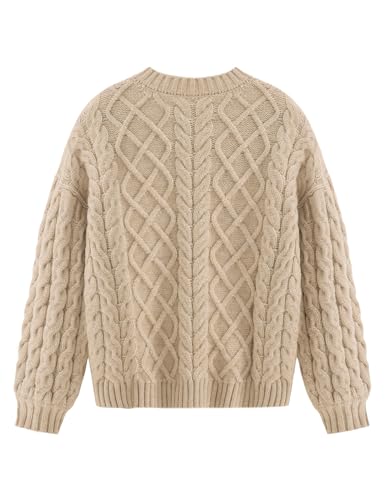 Aelfric Eden Womens Oversized Sweaters 2025 Cable Knit Chunky Sweater Lantern Sleeve Crewneck Pullover Loose Outfits2