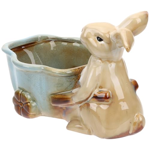 Housoutil Bandeja de Cerámica para Joyas Figura de Conejo Azul, Organizador para Escritorio y Entrada, Soporte Multifuncional para Llaves, Teléfono y Accesorios de Uso Diario