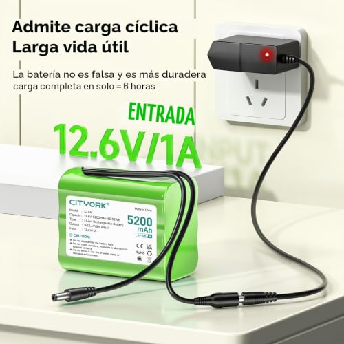 Batería recargable 12,6V de alta capacidad 5200mAh para videocámaras 4
