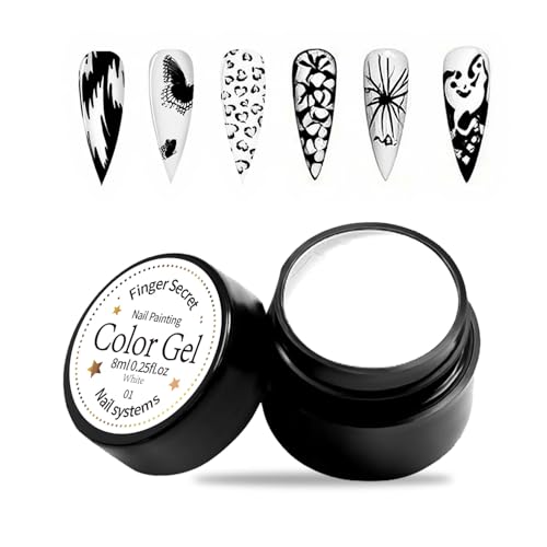 Nail Painting Gel Polish Kit – Pure Color Soak Off Gel per nail art, fai da te e salone, set di pittura durevole per manicure con colori chiari (bianco)