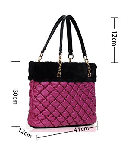 Sac en peluche aspect doudoune avec motif Lingge géométrique - 4