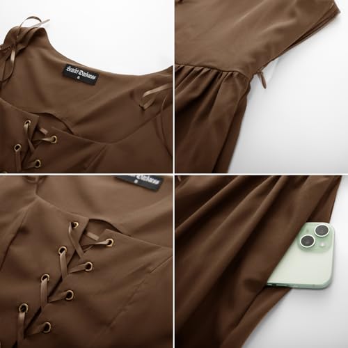 Vestido renacentista mujer Scarlet Darkness con bolsillos útiles 5