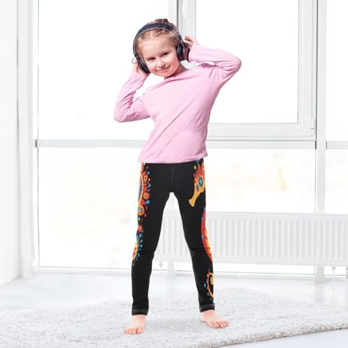 Colorful Seahorse Flower Girls Casual Leggings for Kids Printed Long Pant Bottoms Stretch and Soft4