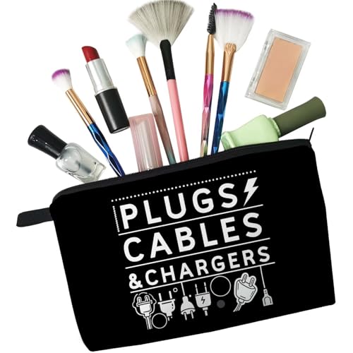 PLUGS CABLES & CHARGERS Makeup Bag Cute Small Organizer Zipper Pouch Cable Storage Cosmetic Bag Birthday Present for Women Friends4