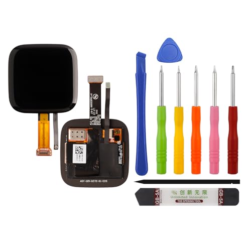 [with NFC] Duotipa New LCD Display Touch Screen Digitizer Assembly Replacement for Fitbit Versa 2 FB507 with Technical Repair Tools Kit-Black.