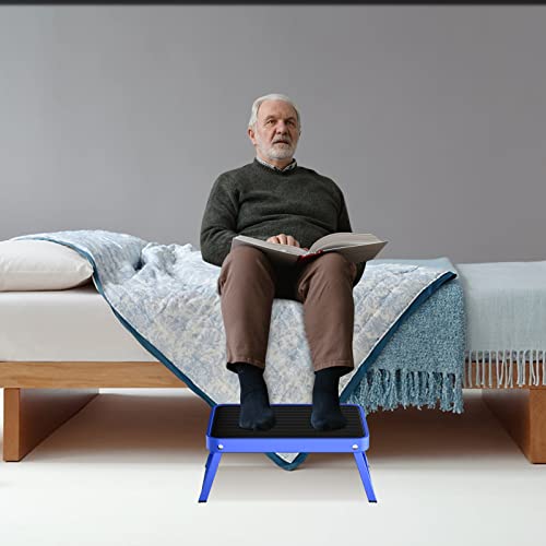 Foldable Step Stool, Adjustable Step Stool With A Non-Slip Platform, 1-Step 330Lbs Capacity Folding Metal Step Stool, Portable Step Ladder, Non-Slip, Sturdy (Blue, 1 Step Ladder) #TOP5