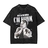 Men's Women's C‘m Music Punk Vintage Oversized T-Shirts Fashion Short Sleeve T Shirts Tees for Men Women XX-Large Black