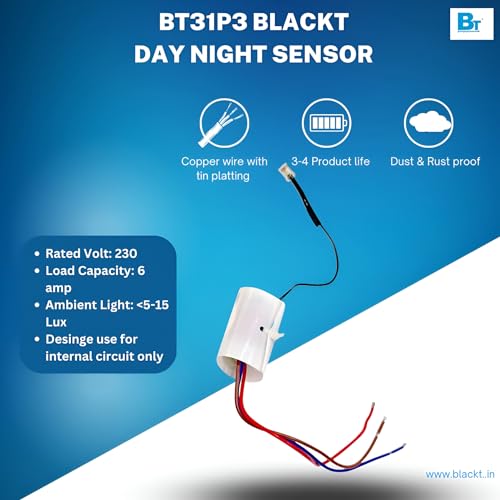 Image of Blackt Electrotech (BT31P5) : 230Volt Auto Day /Night On & Off Photocell, LDR Sensor Switch for Internal circuit Lighting (Internal)