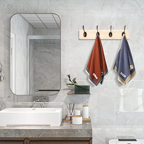 Coat Hooks Wall Mounted Towel Rack Heavy Duty 4-Hook Wood Wall Hanger for Bathroom Kitchen Office Toilet