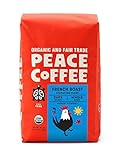 Peace Coffee French Roast (Peru Origin), Organic Fair Trade Dark Roast Coffee, Whole Bean 20 oz. Bag