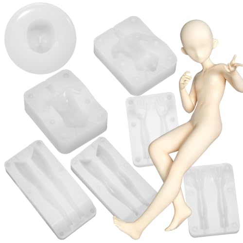 7Pcs Doll Figure Clay Mold Full Set, Ultra-Light Doll Blank Body Mold