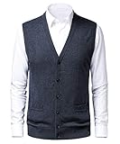 KTWOLEN Chaleco Sin Mangas Hombre Suéter Tanque Tops Invierno Jerséis de Punto Cuello en V de Punto Chaleco suéter Caballero (A_Carbón, XL)