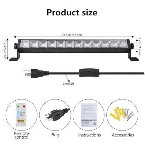 Image of 48W LED Black Light Bar with Remote and Switch,Blacklight Bars with Plug and 6.5ft Cord,Black Light for Glow Party,Halloween,Bedroom,6 Pack