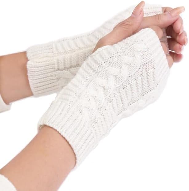 Premium Faux Fur Fingerless Gloves for Women & Girls – Soft Woolen Thermal Winter Hand Warmers – Stylish Half-Finger Mittens for Driving, Typing & Texting (Free Size)