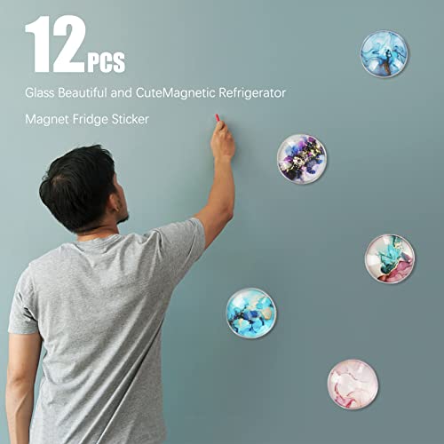 Www 12Pcs Glass Strong Magnetic Refrigerator Magnets,Marble Crystal Fridge Magnets Decoration For Home,Office Whiteboard,Cabinet,Dishwasher, Locker(Round/30Mm) #TOP2