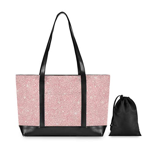 Alaza Pink Glitter Pattern Print Laptop Tote Bag For Woman 15.6 Inch Laptop Organizer Bag Teacher Work Purse(914F) #TOP1