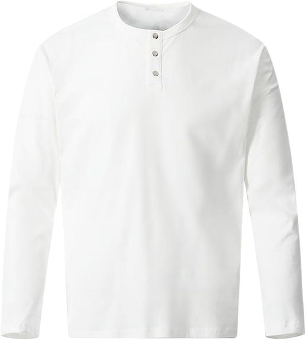 Men's Sweatshirt, Vintage Loose Henley Neck Casual Pullover