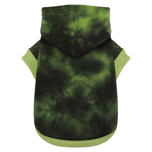 Vibrant Tie-Dye Dog Hoodie with Convenient Leash Hole – Stylish and Cozy Sweatshirt for Small, Medium, and Large Dogs, Perfect for Walks, Casual Outings, and Everyday Comfort.Green tie-dye S
