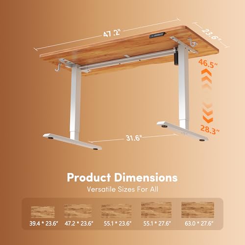 Image of FEZIBO 48 x 24 Inchs Electric Standing Desk, Height Adjustable, Sit Stand Up, Computer Office Desk with Splice Board, White Frame /Light Rustic Top