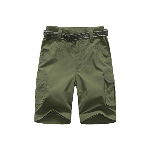 Jomlun Boys Hiking Pants Kids Cargo Outdoor Casual Camping Pants Quick Dry Convertible Zip Off Trousers Army Green #TOP2
