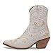 Dingo Womens Primrose Embroidered Floral Snip Toe Cowboy Booties Fashion Boot, White, 7 US