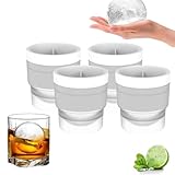 4 Pcs Ice Ball Mould,Round Ice Cube Moulds,Reusable Silicone Ball Maker for Kids with Candy Pudding Jelly Milk Juice Chocolate Moulds Or Cocktails Whiskey,Easy Release and Stackable Design