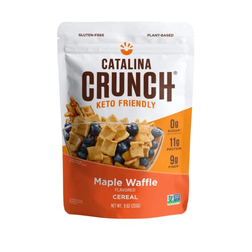 Catalina Crunch Maple Waffle Keto Cereal (9oz Bags) | Low Carb, Sugar Free, Gluten Free, Grain Free | Keto Snacks, Vegan, Plant Based Protein | Breakfast Cereals | Keto Friendly Food