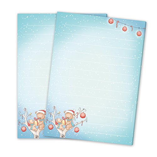 2 x Schreibblock/Briefblock BÄRIGE WEIHNACHT DIN A5 (liniert 50 Blatt) / Briefpapier Kinder/Briefpapier Weihnachten