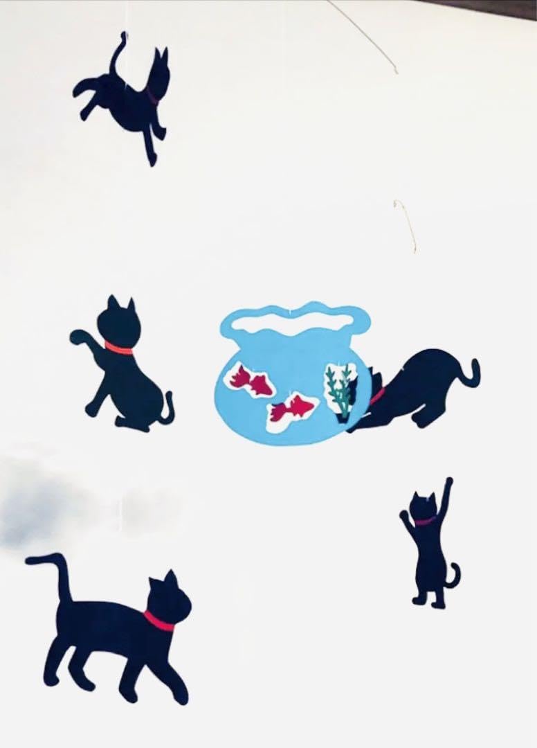 Amazon | アニマルモビール ︎ 黒猫と金魚鉢 ︎ ハンドメイド 