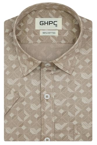 GHPC 100% Cotton Geometric Printed Half Sleeves Regular Fit Forma...