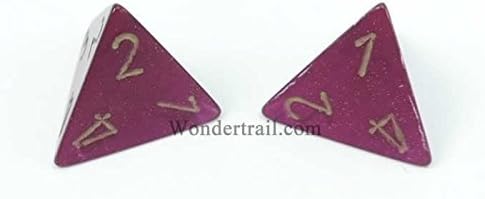 Wondertrail WCXPB0424E2 Magenta Borealis Dice with Gold Numbers D4 Aprox 16mm (5/8in) Pack of 2 Dice Chessex